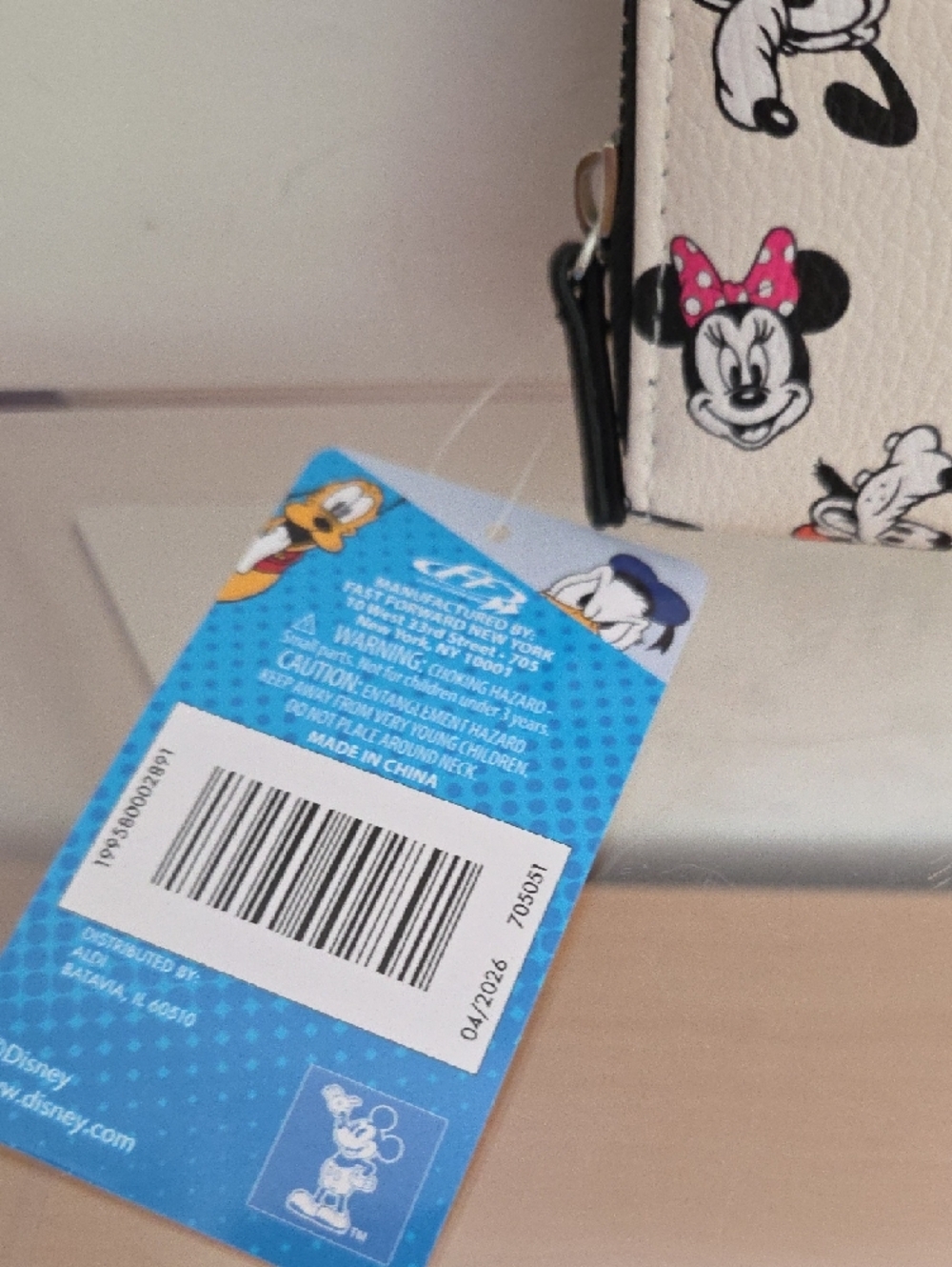 Disney Mickey & Co. Beige Zip-Around Cartoon Face Wallet with Colorful Bows - Picture 3 of 6